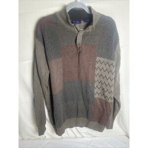 Vintage Alan Flusser Button Down Cardigan Pullover Knit Sweater Men’s XL